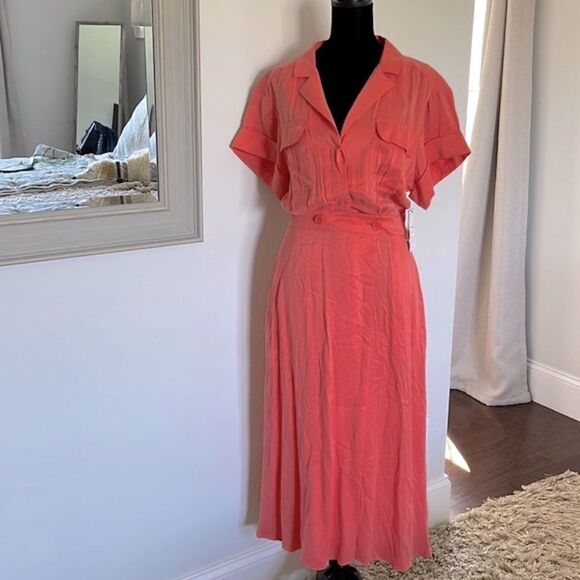 NWT Equipment Femme Coral Dress. Size 6 Silk/Viscose Blend